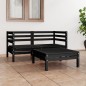 3-tlg. Garten-Lounge-Set Schwarz Massivholz Kiefer 3-tlg. Garten-Lounge-Set Schwarz Massivholz Kiefer