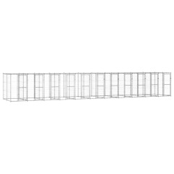 Outdoor-Hundezwinger mit Überdachung Verzinkter Stahl 26,62 m²