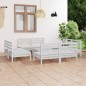 9-tlg. Garten-Lounge-Set Weiß Massivholz Kiefer 9-tlg. Garten-Lounge-Set Weiß Massivholz Kiefer