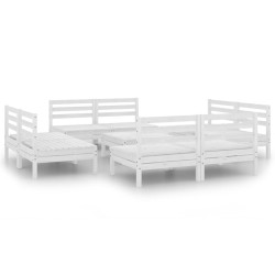 9-tlg. Garten-Lounge-Set Weiß Massivholz Kiefer