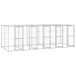 vidaXL Outdoor-Hundezwinger Verzinkter Stahl 12,1 m²