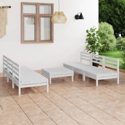 7-tlg. Garten-Lounge-Set Weiß Massivholz Kiefer