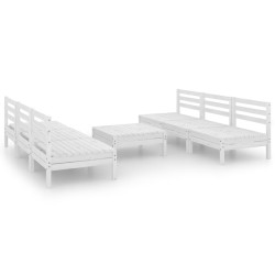 7-tlg. Garten-Lounge-Set Weiß Massivholz Kiefer