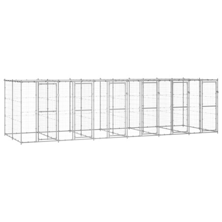 Outdoor-Hundezwinger mit Überdachung Verzinkter Stahl 14,52 m²