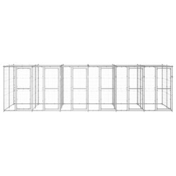 Outdoor-Hundezwinger mit Überdachung Verzinkter Stahl 14,52 m²