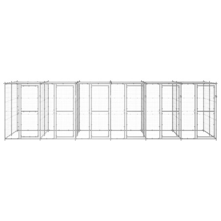 Outdoor-Hundezwinger mit Überdachung Verzinkter Stahl 14,52 m²