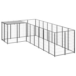 vidaXL Hundezwinger Schwarz 6,05 m² Stahl   