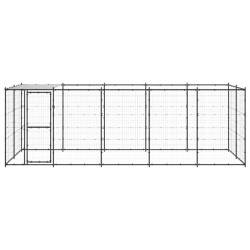 Outdoor-Hundezwinger mit Überdachung Stahl 12,1 m²