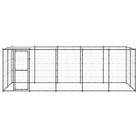 Outdoor-Hundezwinger mit Überdachung Stahl 12,1 m²