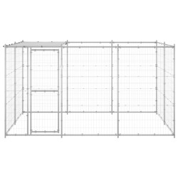 vidaXL Outdoor-Hundezwinger mit Überdachung Verzinkter Stahl 7,26 m²