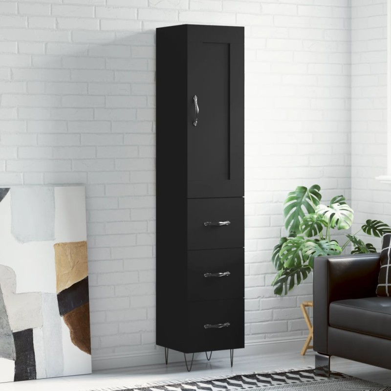 Highboard Schwarz 34,5x34x180 cm Holzwerkstoff Highboard Schwarz 34,5x34x180 cm Holzwerkstoff