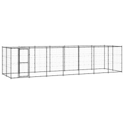 Outdoor-Hundezwinger mit Überdachung Stahl 16,94 m²