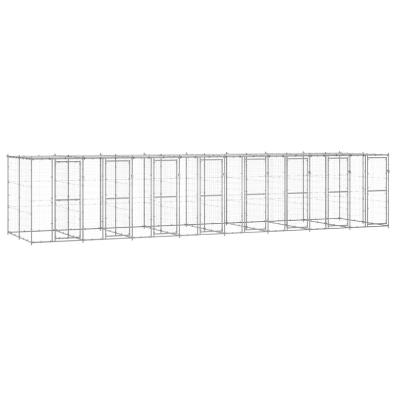 Outdoor-Hundezwinger mit Überdachung Verzinkter Stahl 19,36 m² Outdoor-Hundezwinger mit Überdachung Verzinkter Stahl 19,36 m²