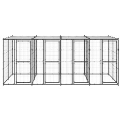 vidaXL Outdoor-Hundezwinger Stahl mit Überdachung 9,68 m²