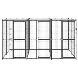 vidaXL Outdoor-Hundezwinger Stahl mit Überdachung 7,26 m²