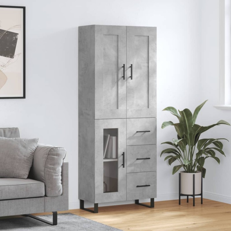 Highboard Betongrau 69,5x34x180 cm Holzwerkstoff Highboard Betongrau 69,5x34x180 cm Holzwerkstoff