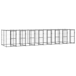 Outdoor-Hundezwinger Stahl mit Überdachung 19,36 m²