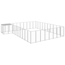 vidaXL Hundezwinger Silbern 25,41 m² Stahl  