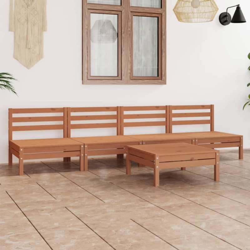 5-tlg. Garten-Lounge-Set Honigbraun Massivholz Kiefer 5-tlg. Garten-Lounge-Set Honigbraun Massivholz Kiefer