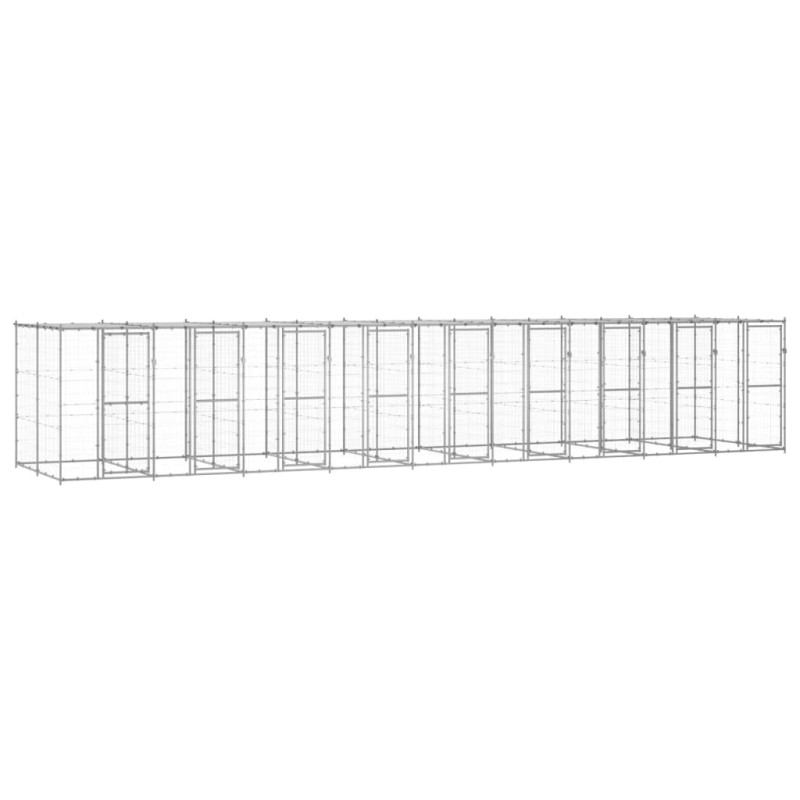 Outdoor-Hundezwinger mit Überdachung Verzinkter Stahl 21,78 m² Outdoor-Hundezwinger mit Überdachung Verzinkter Stahl 21,78 m²