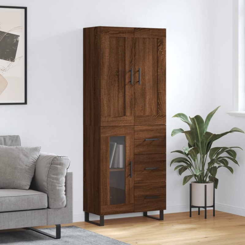 Highboard Braun Eichen-Optik 69,5x34x180 cm Holzwerkstoff Highboard Braun Eichen-Optik 69,5x34x180 cm Holzwerkstoff