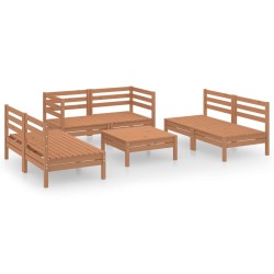 7-tlg. Garten-Lounge-Set Honigbraun Massivholz Kiefer
