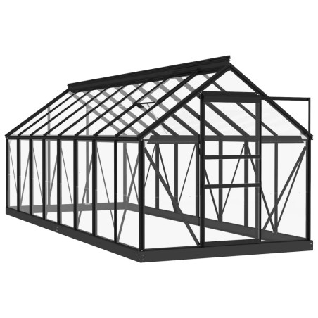 vidaXL Glas Gewächshaus Anthrazit 155x395,5x191 cm Aluminium