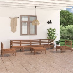 7-tlg. Garten-Lounge-Set Honigbraun Massivholz Kiefer