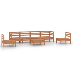 7-tlg. Garten-Lounge-Set Honigbraun Massivholz Kiefer