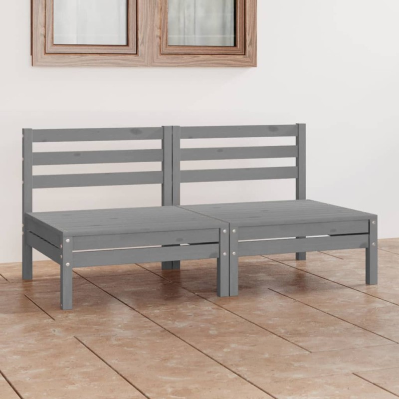 vidaXL 2-Sitzer-Gartensofa Grau Kiefer Massivholz vidaXL 2-Sitzer-Gartensofa Grau Kiefer Massivholz