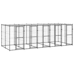 vidaXL Outdoor-Hundezwinger Stahl mit Überdachung 12,1 m²