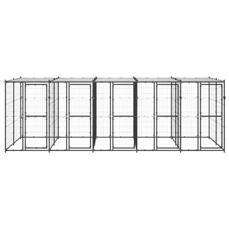 vidaXL Outdoor-Hundezwinger Stahl mit Überdachung 12,1 m²