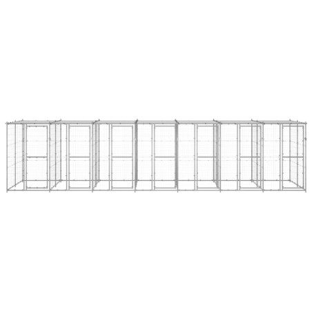 Outdoor-Hundezwinger mit Überdachung Verzinkter Stahl 16,94 m²
