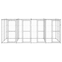 vidaXL Outdoor-Hundezwinger mit Überdachung Verzinkter Stahl 9,68 m²