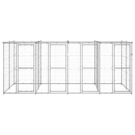 vidaXL Outdoor-Hundezwinger mit Überdachung Verzinkter Stahl 9,68 m²
