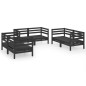 6-tlg. Garten-Lounge-Set Schwarz Massivholz Kiefer 6-tlg. Garten-Lounge-Set Schwarz Massivholz Kiefer
