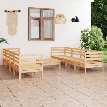 9-tlg. Garten-Lounge-Set Kiefer Massivholz