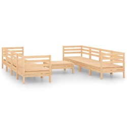 9-tlg. Garten-Lounge-Set Kiefer Massivholz