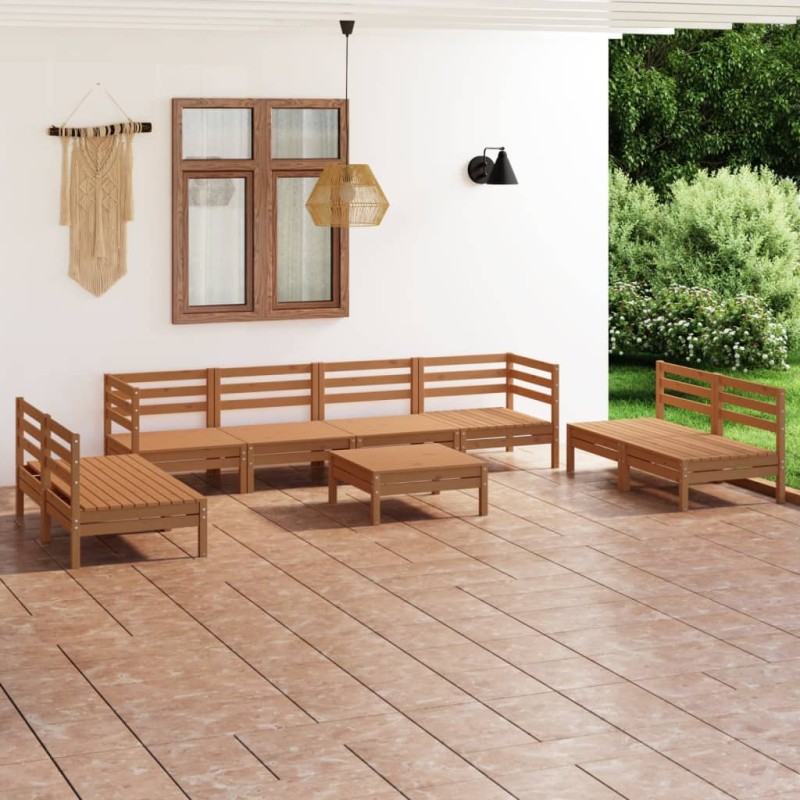 9-tlg. Garten-Lounge-Set Honigbraun Massivholz Kiefer 9-tlg. Garten-Lounge-Set Honigbraun Massivholz Kiefer
