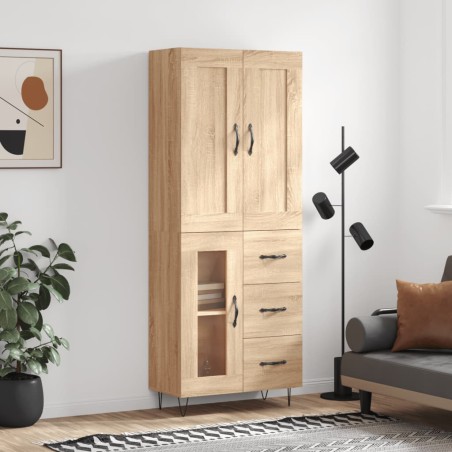 Highboard Sonoma-Eiche 69,5x34x180 cm Holzwerkstoff