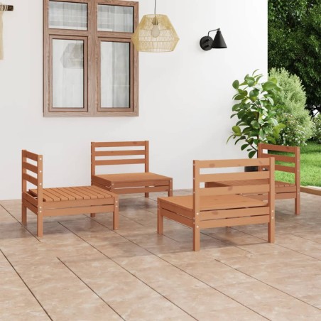vidaXL 4-tlg. Garten-Lounge-Set Honigbraun Massivholz Kiefer
