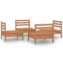 vidaXL 4-tlg. Garten-Lounge-Set Honigbraun Massivholz Kiefer