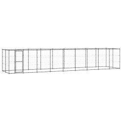 Outdoor-Hundezwinger mit Überdachung Stahl 21,78 m²