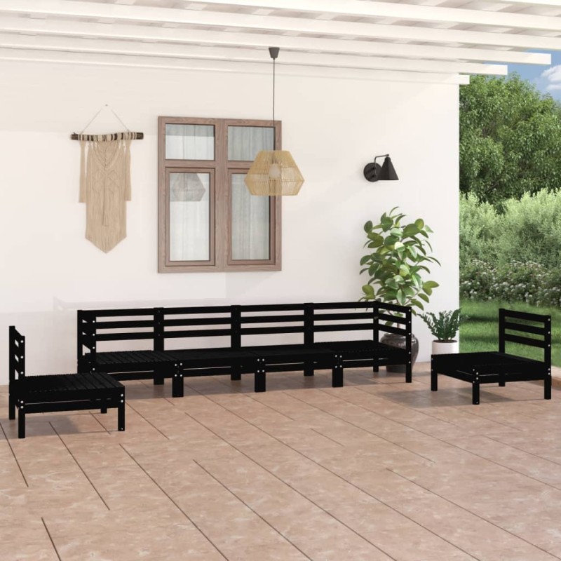 vidaXL 6-tlg. Garten-Lounge-Set Schwarz Massivholz Kiefer vidaXL 6-tlg. Garten-Lounge-Set Schwarz Massivholz Kiefer
