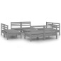 9-tlg. Garten-Lounge-Set Grau Kiefer Massivholz 9-tlg. Garten-Lounge-Set Grau Kiefer Massivholz