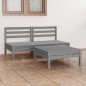 3-tlg. Garten-Lounge-Set Grau Kiefer Massivholz 3-tlg. Garten-Lounge-Set Grau Kiefer Massivholz