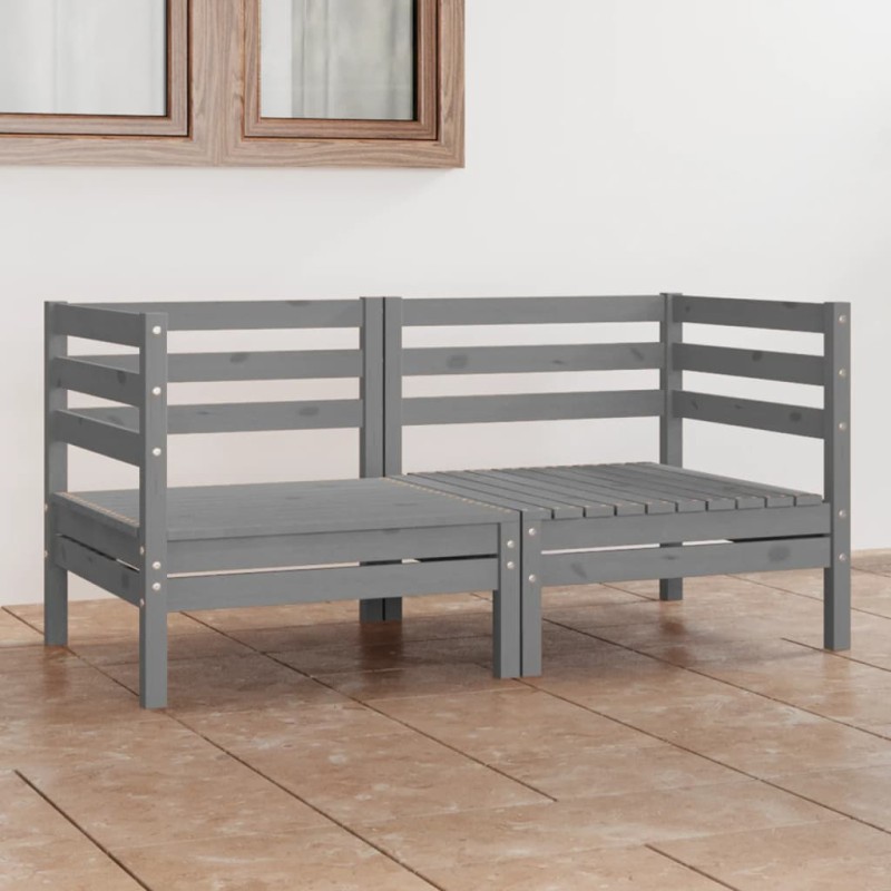 2-Sitzer-Gartensofa Grau Kiefer Massivholz 2-Sitzer-Gartensofa Grau Kiefer Massivholz