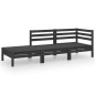 3-tlg. Garten-Lounge-Set Schwarz Massivholz Kiefer 3-tlg. Garten-Lounge-Set Schwarz Massivholz Kiefer