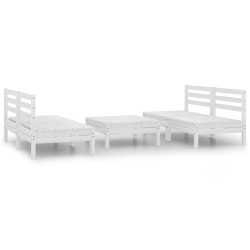 5-tlg. Garten-Lounge-Set Weiß Kiefer Massivholz