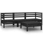 4-tlg. Garten-Lounge-Set Schwarz Massivholz Kiefer 4-tlg. Garten-Lounge-Set Schwarz Massivholz Kiefer